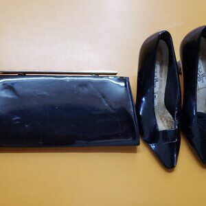 Black Patent Leather Bag and size 7 shoes